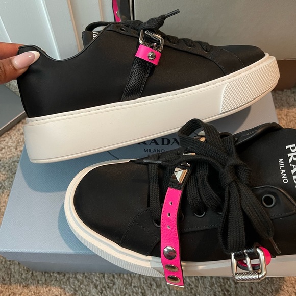 Prada Women Sneakers black with studded belt for sale - Picture 6 of 9